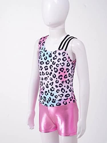 Moily Kids Girls Athletic Athletic 2-Pieces Roupet Halter Polka Dot Crop Top com shorts Ballet/dança/esportes