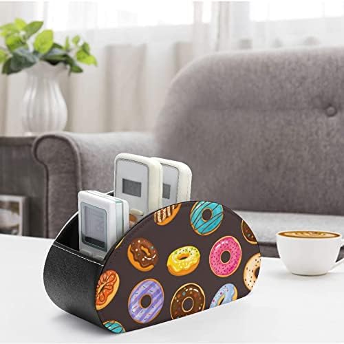 Donut de chocolate Remote TV Control titular PU Organizador de caixa de armazenamento com 5 compartimentos para quarto de mesa