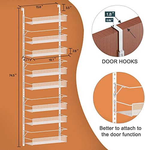 Coonoor 8 Nível sobre o organizador da despensa de porta, Organizador de armário de cestas ajustável Economizador de