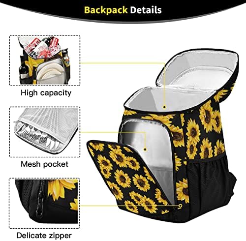 Bolsa de lancheira Alaza amarelo de girassol Backpack Backpack Back reutilizável Bolsa de ombro Fechamento para