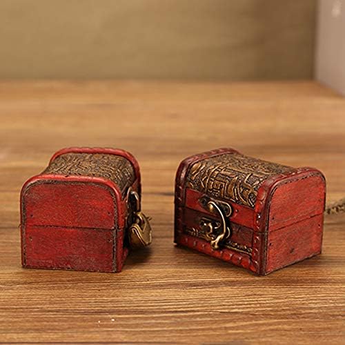 4pcs mini caixa de jóias de madeira vintage anéis de treséssia de tesouro com trava de metal para armazenar jóias tesouros pérolas