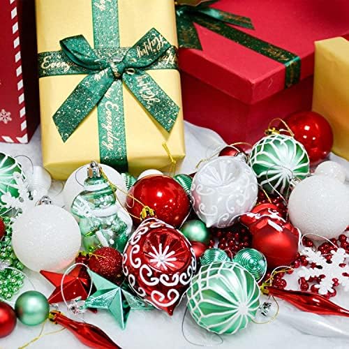 Cincohome 81pcs Ornamentos de bola de natal, enfeites de bolas de natal de plástico quebrado, decorações de bolas de