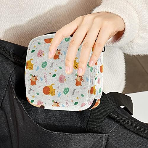 Bolsa de maquiagem de padrões de animais coloridos, bolsa de cosméticos, bolsa de higiene pessoal portátil para mulheres e meninas