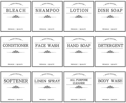 Rótulos removíveis à prova d'água iParts para garrafas de spray de 16 onças e dispensador de sabão de vidro âmbar, shampoo e adesivos