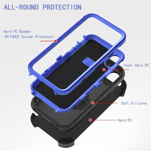 Caixa para iPhone XR, capa iPhone XR para homens, Fínguos 4 em 1 híbrido protetor PC Hard PC Soft Silicone Chefe de choque de