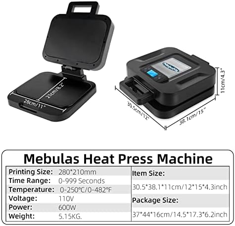Máquina de prensa de calor compacta para camisetas T TEMPRESSA 11 ”x8.2”, impressora portátil de transferência de calor de sublimação