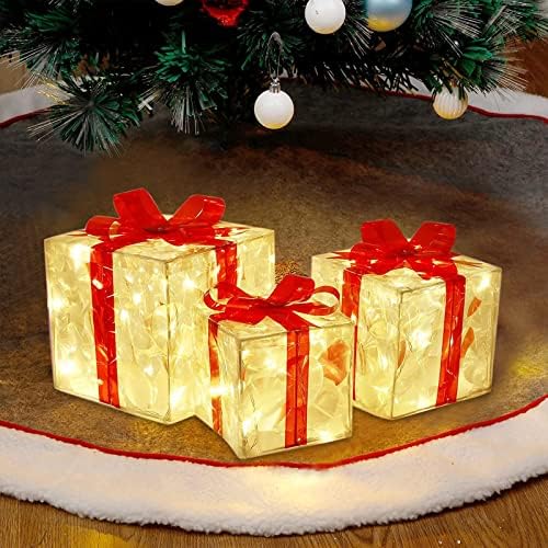 BSXGSE Christmas Growing Decoration Box Box Ornament With Bow Christmas Caixa de iluminação ao ar livre Caixa de