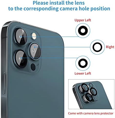 Senpinkboo 2 pacote traseiro da câmera traseira Substituição de vidro para iPhone 12 Pro Max com adesivo pré-instalado,