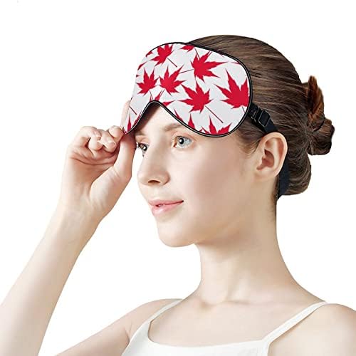 Canadá folhas de bordo vermelho máscara de olho de sono impresso Tampa de olho macio com cinta ajustável Eyeshade