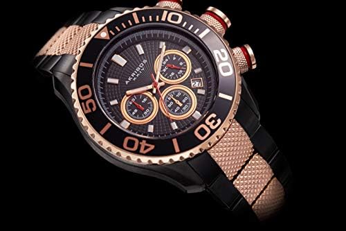 Akribos XXIV 'Conquistador' Large Diver's Watch - 165 pés resistentes ao cronógrafo 3 subdials com janela de data na pulseira