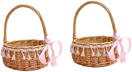 Cabilock 2pcs cesto de casamento cestas de cestas de flores cestas de flor de vime de vime de cesta de cesta de salgueiro moderno