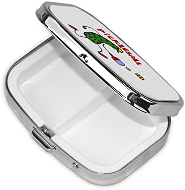 Pickle tocando pickleball square mini pill box de viagem remediar metal organizador de comprimidos com espelho