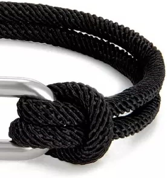 Pulseira de corda masculina de Koente - encaixa o pulso de 6,5 a 8 polegadas, pulseira de corda de paracord trançada com âncora