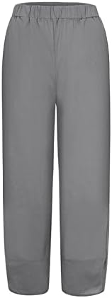 Calças capréns de linho de algodão feminina, conforto casual de pernas largas Palazzo Yoga Capris Summer Summer Trendy Baggy Pants