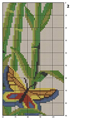 Cross Stitch Patterns PDF, Butterfly Inseto Bambu Easy Cross Stitch Pattern Design, Modern Countled simples imprimível DMC Cross Stitch