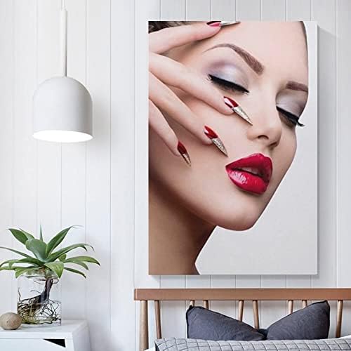 Modern moda Red Lip Girl Wall Art Cosmetics Salão de beleza Poster Poster Poster Posters Posters e Impressões de Arte da parede
