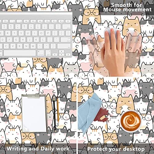 Kawaii Cuts Cats Desk Tapete, Animais de desenhos animados Mouse estendida para jogos, Mousepad de base de borracha grande sem