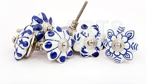 Jaipur Market 6 Conta a gaveta de cerâmica decorativa Pull botões azuis e brancos