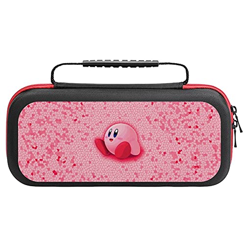 Bolsa rosa Kirby fofa, caixa de transporte de viagens para o console e acessórios de switch lite, bolsas de armazenamento do