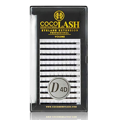 Extensões de cílios de cílios de coco, volume d cacho [4d] [0,07 mm], extensões individuais de cílios individuais